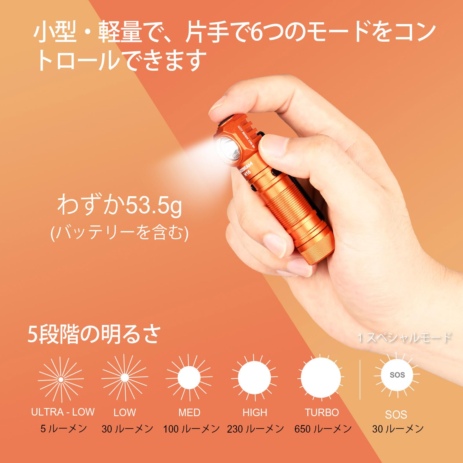 Amazon.co.jp: ACEBEAM H16 LED ヘッドライト 懐中電灯兼用 高演色